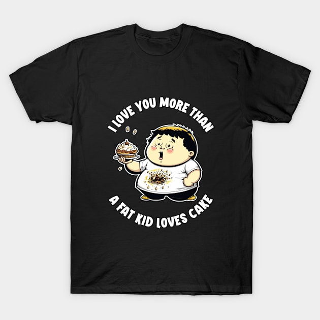 Love - I Love You More Than A Fat Kid Loves Cake T-Shirt by Kudostees